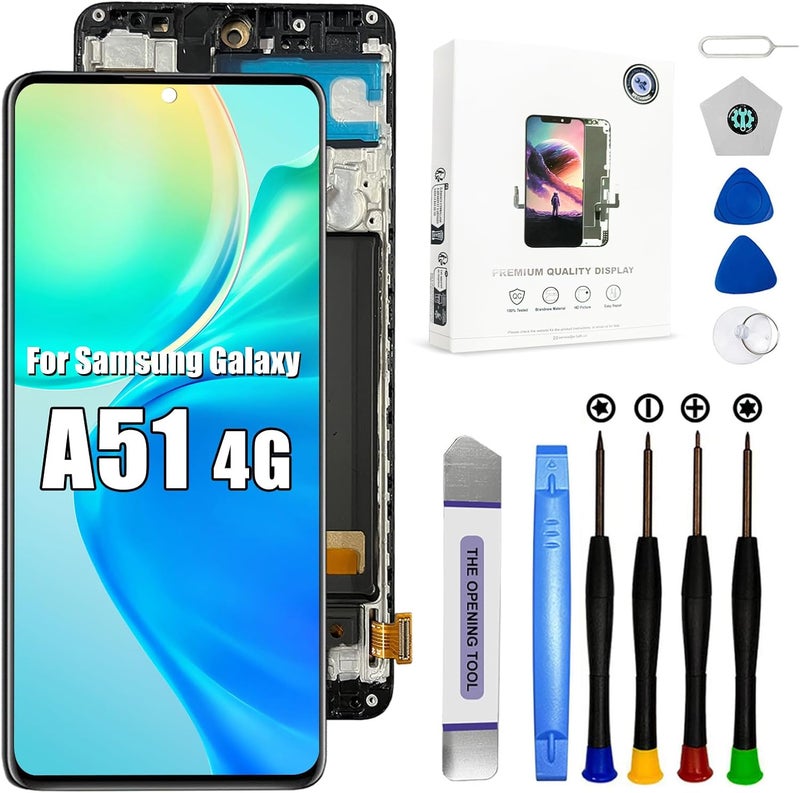 EFAITHFIX Store for Samsung Galaxy A51 A515 Screen Replacement with Frame 6.5 Inch LCD Display Digitizer for Samsung A51 A515U A515F A515FN/DS Screen Replacement Touch Screen Assembly with Repair Tools - Image 1